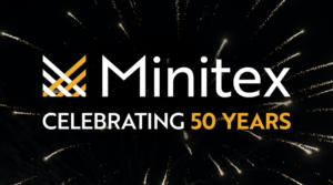 Minitex logo with "celebrating 50 years" added