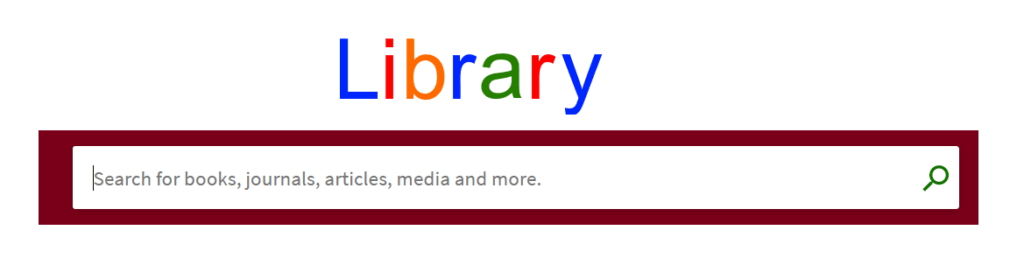 Picture of a library discovery search bar made to look like Google's search.