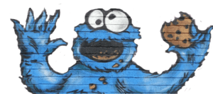 photo of a grafitti version of Cookie Monster