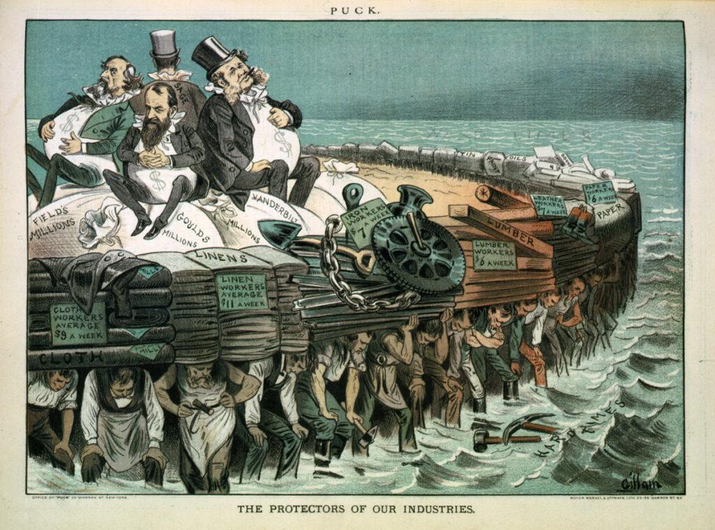 Cartoon of The protectors of our industries" 1883